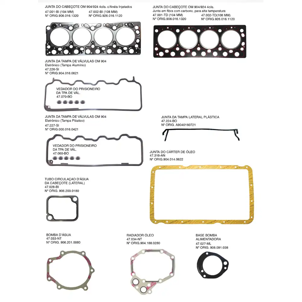 JOGO JUNTA MOTOR MB924 4 CILINDRO 47924ORTD CABECOTE TD
