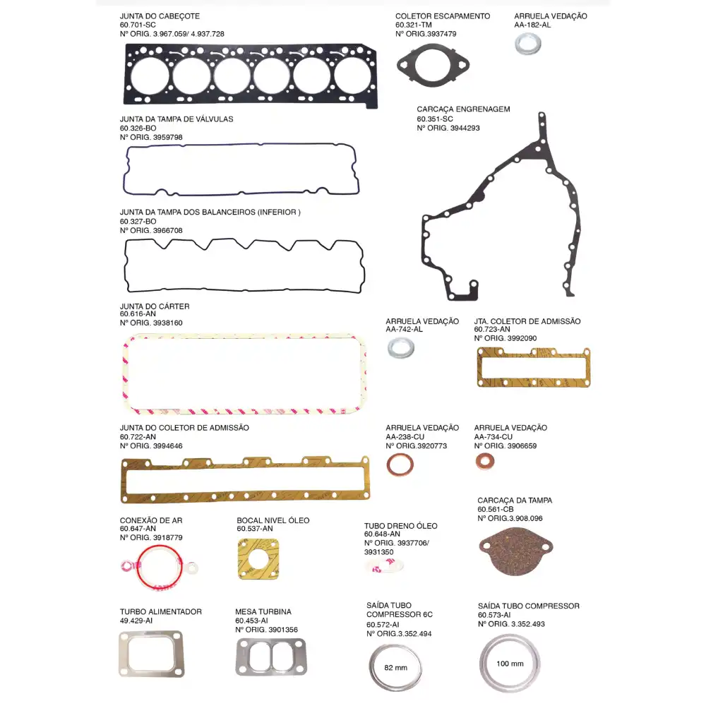 JUNTA MOTOR CUMMINS ISC 8.3 SUPERIOR C/R 60760 ORRV C/RETENT